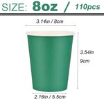 [110 Pack] Paper Cups 8 Oz, Disposable Paper Coffee Cup Green