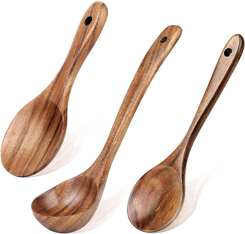 Wooden Spoons Set for Soup, Nonstick Kitchen Utensil Set