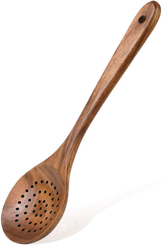 Wooden Slotted Spoon, Strainer Spoon for Cooking