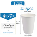 [150 Packs] 12 Oz Paper Cups Disposable Paper Water Cups, Paper Hot Coffee White