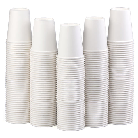 [200 Packs] 8 Oz Paper Cups Disposable Paper Water Cups, Paper Hot Coffee Cups White