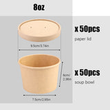 [50Pcs] 8 OZ Paper Soup Containers with Vented Lid, Paper Food Cups for Hot/Cold Food