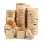 8OZ&12OZ Paper Soup Containers with Vented Lid, Paper Food Cups for Hot/Cold Food (25 + 25 pcs)