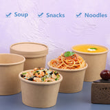 8OZ&12OZ Paper Soup Containers with Vented Lid, Paper Food Cups for Hot/Cold Food (25 + 25 pcs)