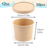 12OZ Paper Soup Containers with Vented Lid, Paper Food Cups for Hot/Cold Food [50Pcs]