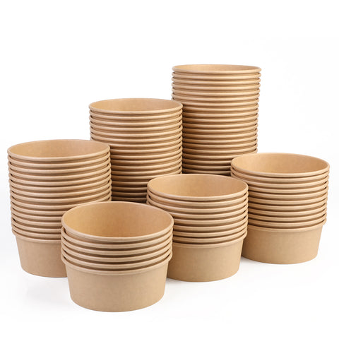 [90Pcs] 750ML Paper Salad Containers No Lids , Paper Soup Containers, Paper Food Cups for Hot/Cold Food
