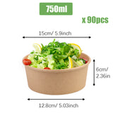 [90Pcs] 750ML Paper Salad Containers No Lids , Paper Soup Containers, Paper Food Cups for Hot/Cold Food