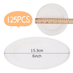 6 Inch Disposable Sugarcane Paper Plates Alternative Compostable Paper Plates [125-Pack]