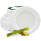 Disposable Sugarcane Paper Plates 7Inch/9Inch/10Inch [120-Pack 40 *3]