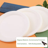 [130-Pack] 10 Inch Disposable Sugarcane Paper Plates Alternative Compostable Paper Plates