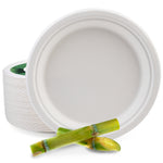 9 Inch Disposable Sugarcane Paper Plates Alternative Compostable Paper Plates 130 packs