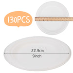 9 Inch Disposable Sugarcane Paper Plates Alternative Compostable Paper Plates 130 packs