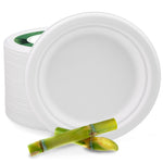 7 Inch Disposable Sugarcane Paper Plates Alternative Compostable Paper Plates [130-Pack]