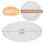 7 Inch Disposable Sugarcane Paper Plates Alternative Compostable Paper Plates [130-Pack]