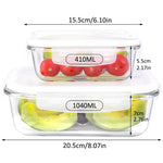 2 Pack Glass Containers with Lids Airtight Lunch Containers  (13.87Oz 1040ML +35.17Oz 410ML)