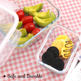 2 Pack Glass Containers with Lids Airtight Lunch Containers  (13.87Oz 1040ML +35.17Oz 410ML)