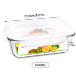 35.17Oz Glass Containers with Lids Airtight Lunch Containers 1040ML