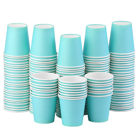 10pcs Paper Disposable Cup, Blue Textured Disposable Water Cup For