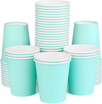 [50 Pack] Paper Cups 8 Oz, Disposable Paper Coffee Cup (Light Blue) colorful paper cups (sky-blue)