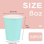 [50 Pack] Paper Cups 8 Oz, Disposable Paper Coffee Cup (Light Blue) colorful paper cups (sky-blue)